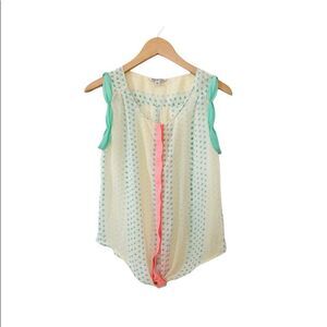 American Eagle Outfitters Neon Semi Sheer Sleeveless Tie Front Blouse
